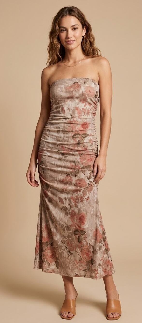 Free People Presley Midi Dress Muted Copper Combo Small